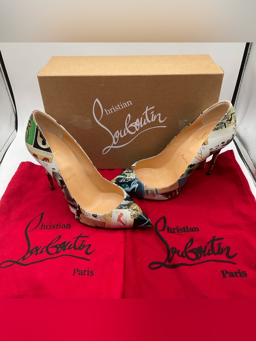 Christian Louboutin Pigalle Follies 100 Patent Collage Pumps Size US 8 (38 EU)